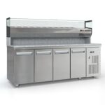 InoxDobros PSM225PIZZA/4GN Ανοξείδωτο Ψυγείο Πίτσας µε γρανίτη 4 Πόρτες 11 Λεκανάκια GN ¼ 225x75x140 cm